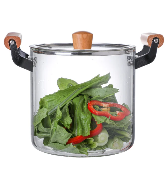 Hot sale high borosilicate soup pot clear glass pan  heat resistant  can be used for domestic