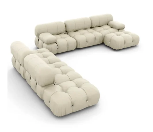 Nordic Luxury L Shape Hotel Lobby Living Room Sofa Set Round Couch Furniture 7 Seat Sofa