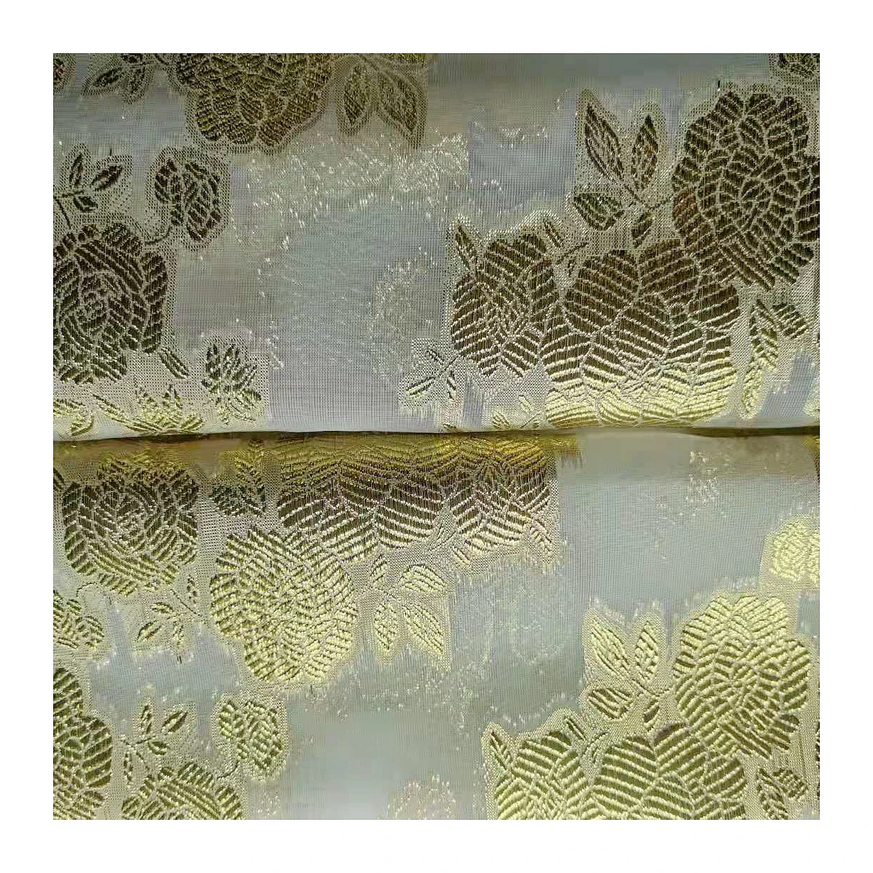Wholesale High Quality Gold Metallic Lurex Floral Jacquard Fabric Polyester Chiffon Manufacturer Voile Fabric For Dress Blouse