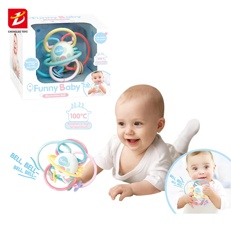Educational Children Newborn Eco-Friendly Plastic Handbells Baby Rattle Teether Ball Toddler Toys Gift Set For Kids