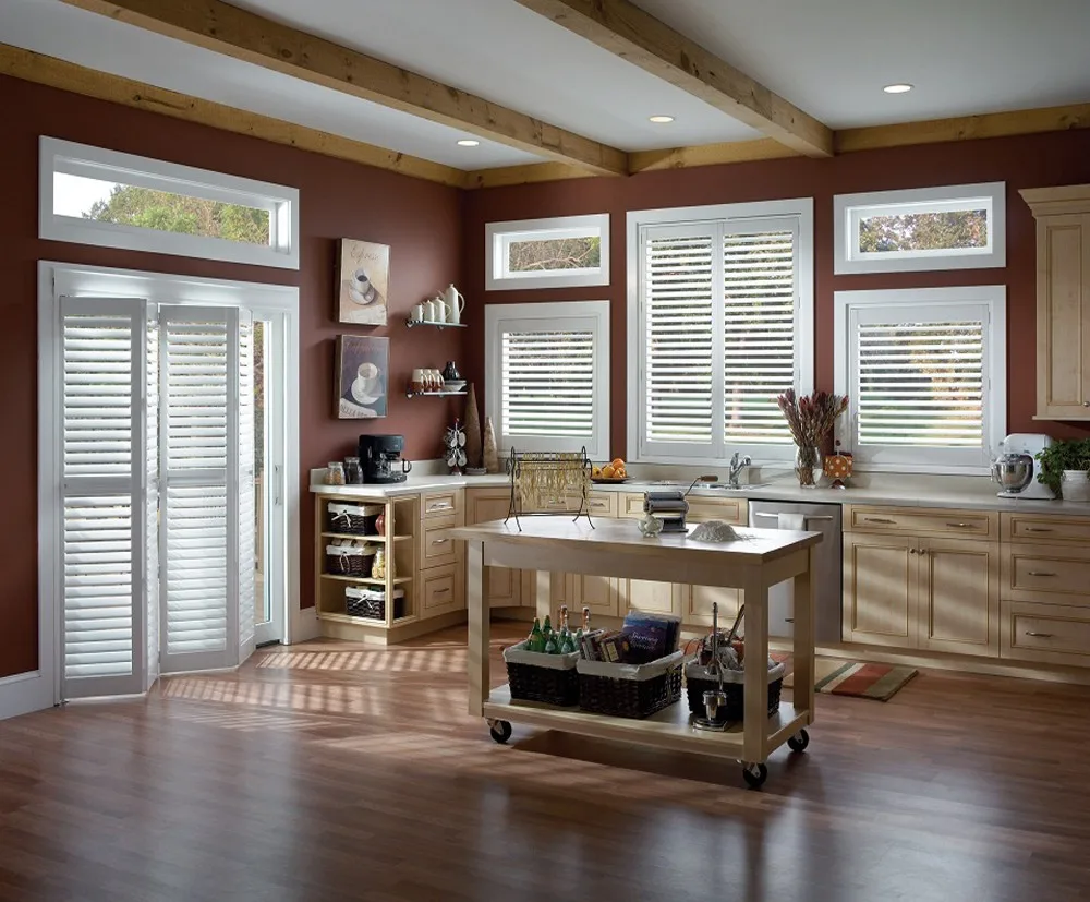 Factory Custom Interior Plantation Wood Window Shutters Automation Hidden Control