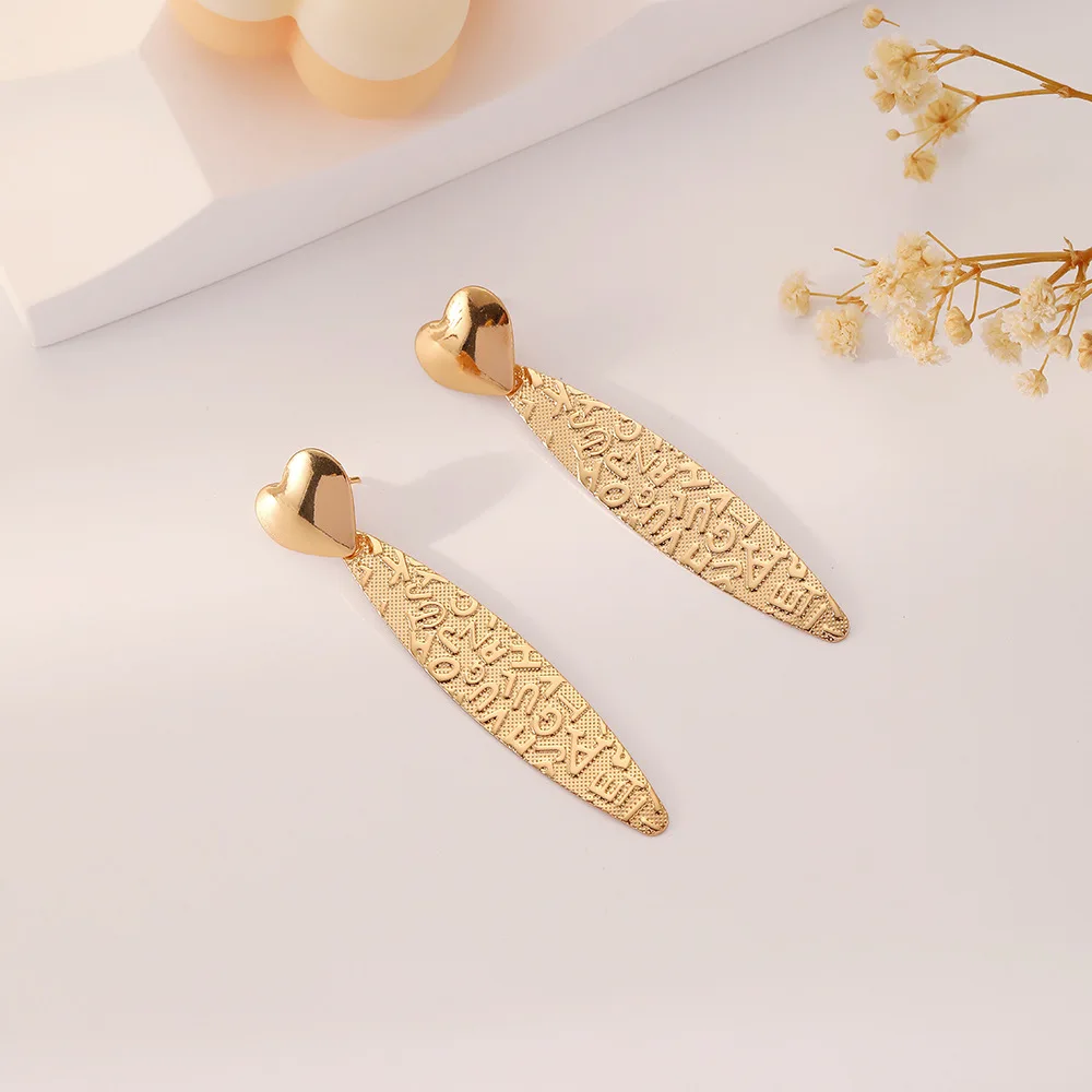 European and American New Exaggerated Fashion Earrings Long Metal Love Letter Earrings Jewelry