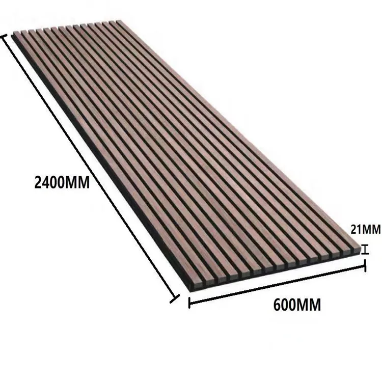 Fireproof Acoustic PET Felt Slat Wood Grilled Wall Panels For Indoor Transform