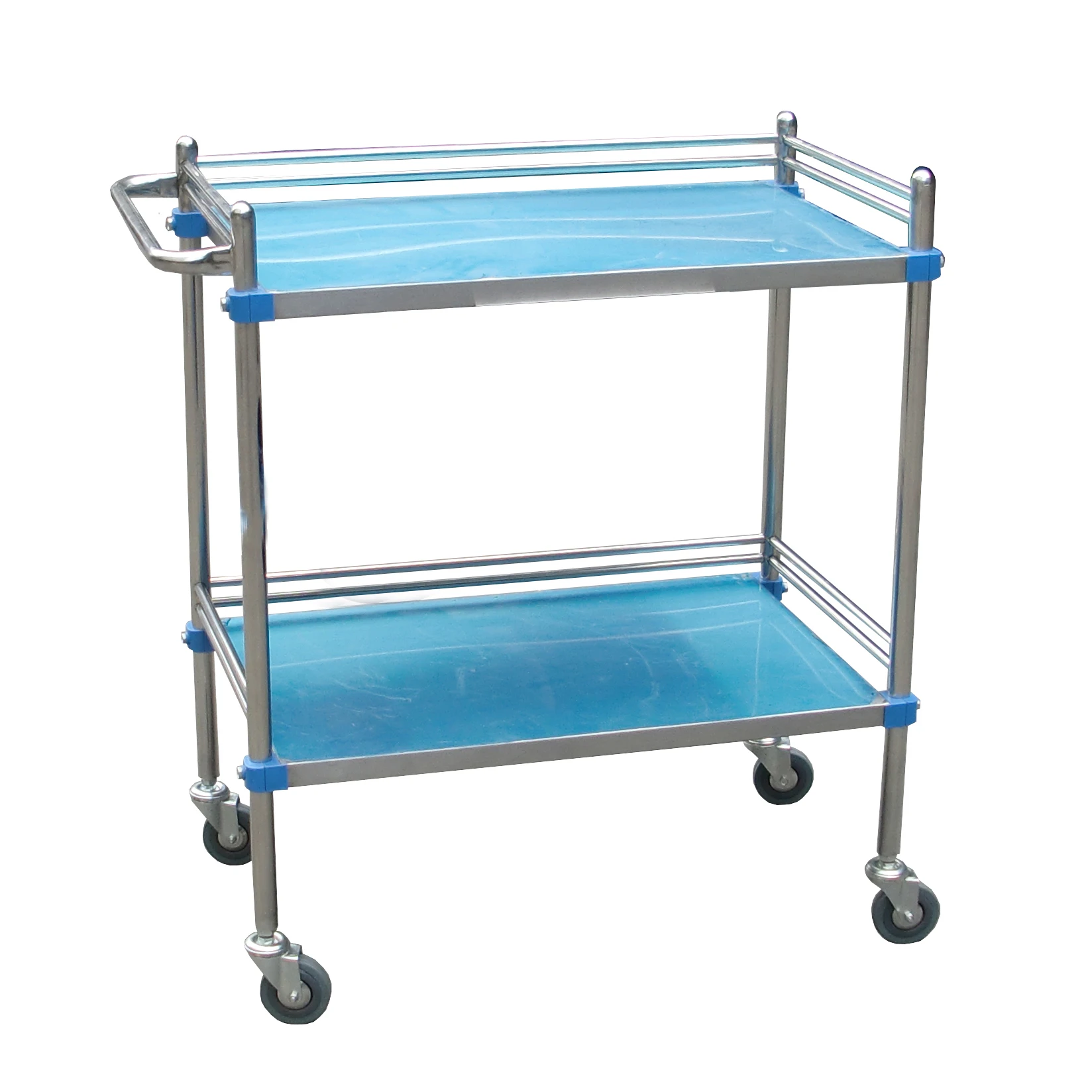 Mobile Medical Stainless Steel Movable Emergency Patient Dismantle 2 Shelf Assembled Medicine Trolley Cart For Hospital Clinic