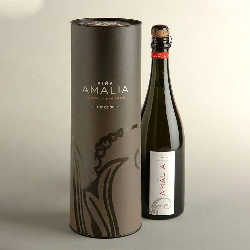 Rigid custom luxury cardboard cylinder single red wine liquor bottle gift packaging tube box