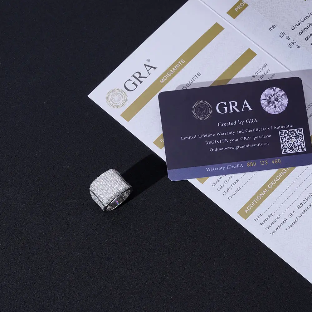 925 Sterling Silver Vvs Moissanite Diamond Hip Hop Ring Manufacturer Gold Men Custom Jewelry Iced Out Ring