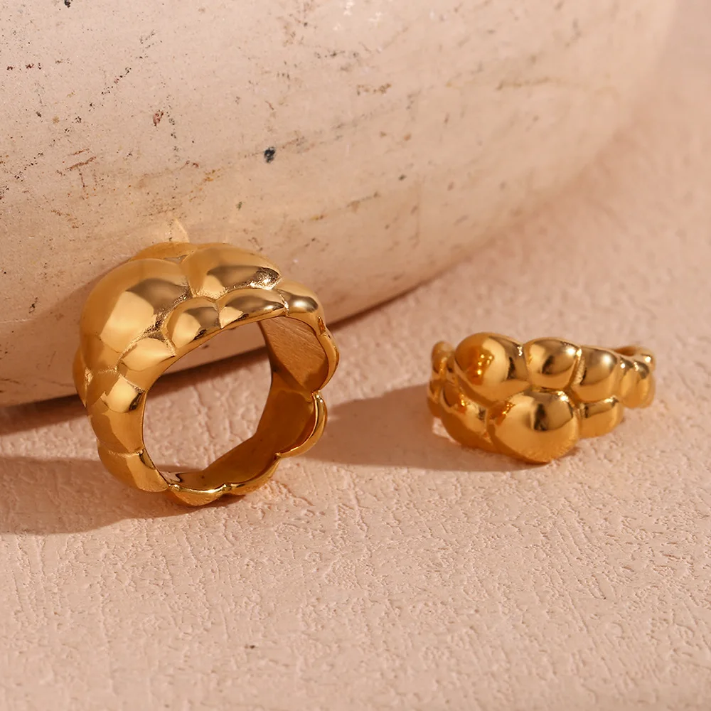 2024 Winter New Ins Trendy 18k Pvd Gold Plated Stainless Steel High Quality High Quality Baroque Gypsy Dance Broccoli Ring