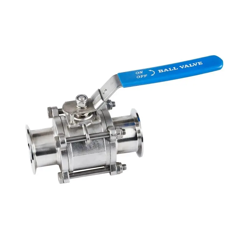 KQ factory food grade Sanitary Stainless Steel SS 304 316 Locked Butt Welded Tri Clamp 3pc 3 pc three piece ball valve