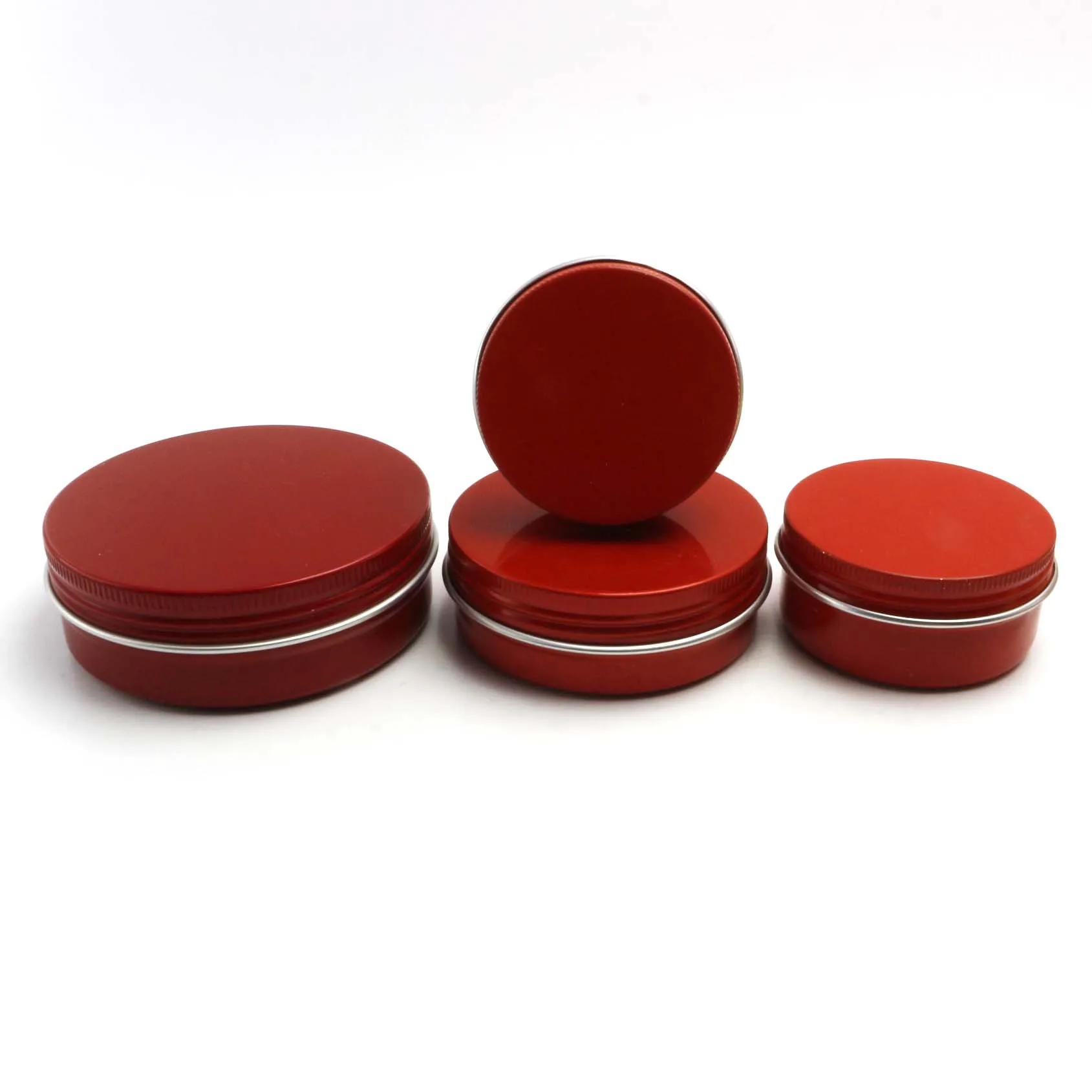 Cosmetic Cream Packaging Container Metal Can 2oz 60ml 60g Red Colorful Aluminum Jar Empty Small Round Tin Box AJ-CC154