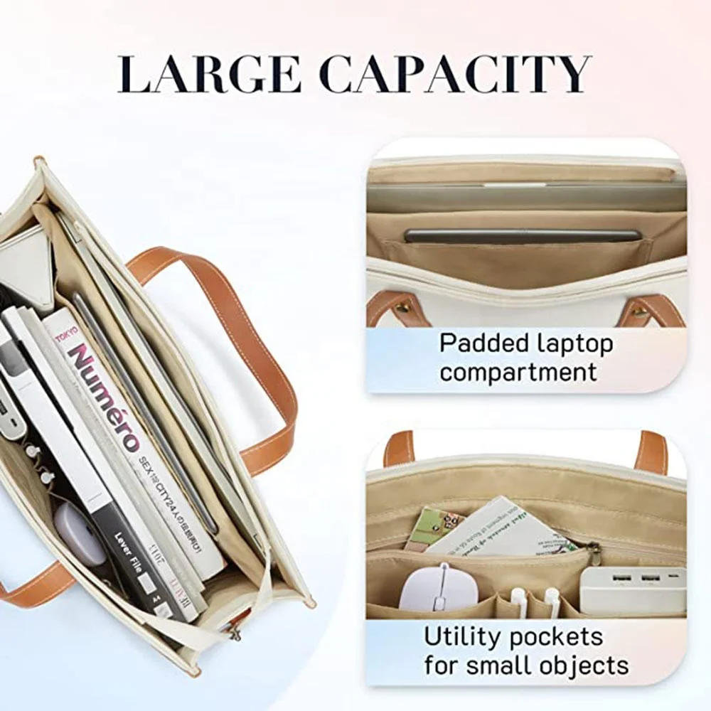 2022 Factory Custom LOGO Amazon Hot Sale Totebag Computer Messenger Bag  Shopping Large Tote Hand Bag Canvas Women Laptop bags