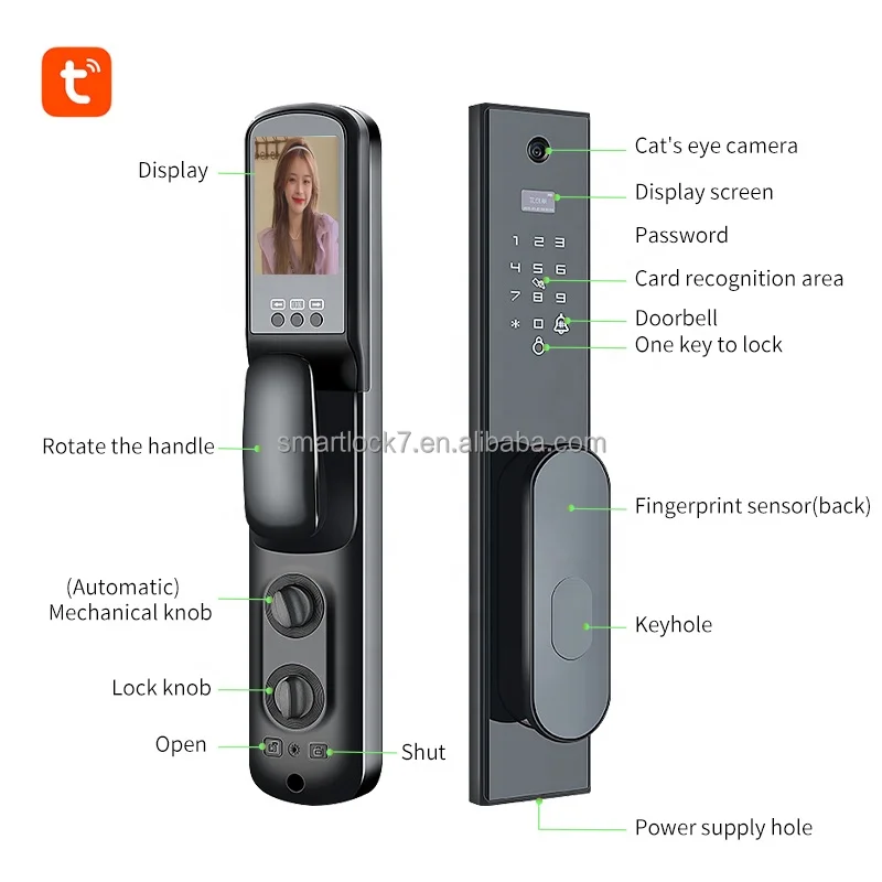 Full Automatic Smart Fingerprint Door Lock with Camera