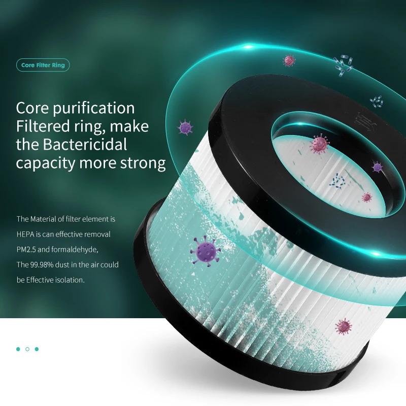 Portable Purifier With Led UV Light YJ-03 HEPA Filter For Home Car Office Smart Car Air Purifier