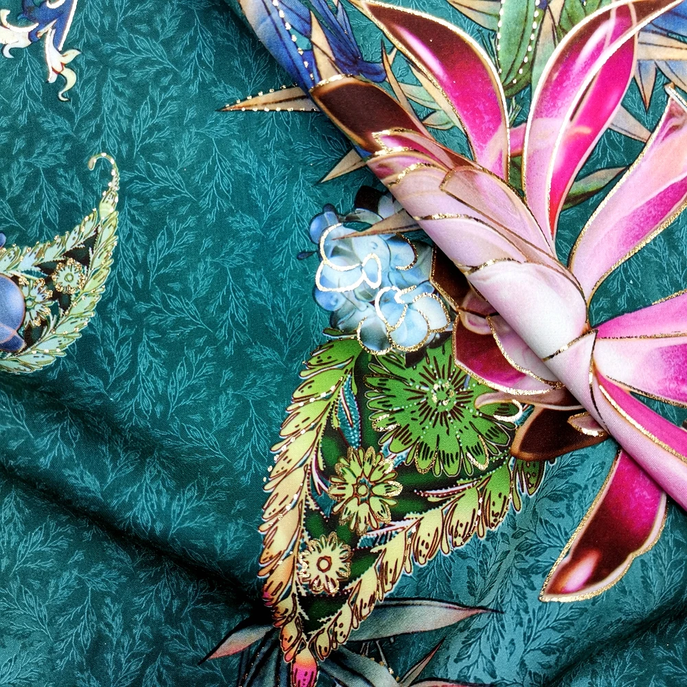 Wholesale Chinese foil printing 4 way twill stretch fabric