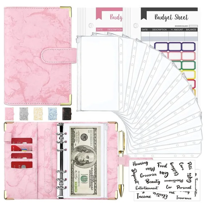 Wholesale English French stickers book binder A6 budget binder with cash envelopes planner for money organizer