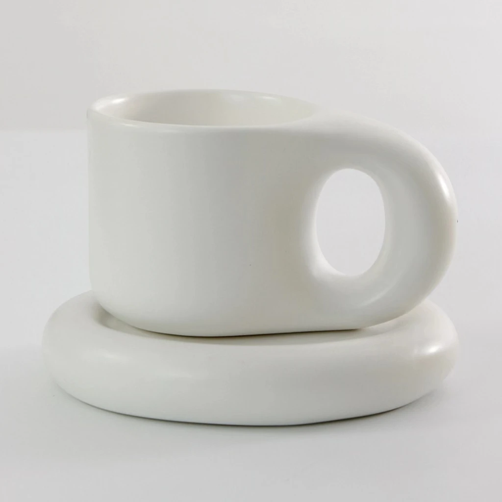 Nordic керамическая толстый милый кофейная чашка с блюдцем набор уникальный дизайн чайная кружка 270ml таможня жира для подарка