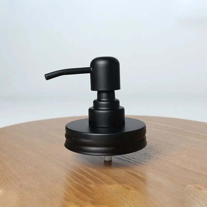Cross border black rust-proof 304 stainless steel Mason jar lid hand sanitizer pump head emulsion soap dispenser lid