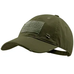 Custom Adjustable Stone Washed Unstructured Baseball Cap Washed Old Applique Embroidery With American Flag