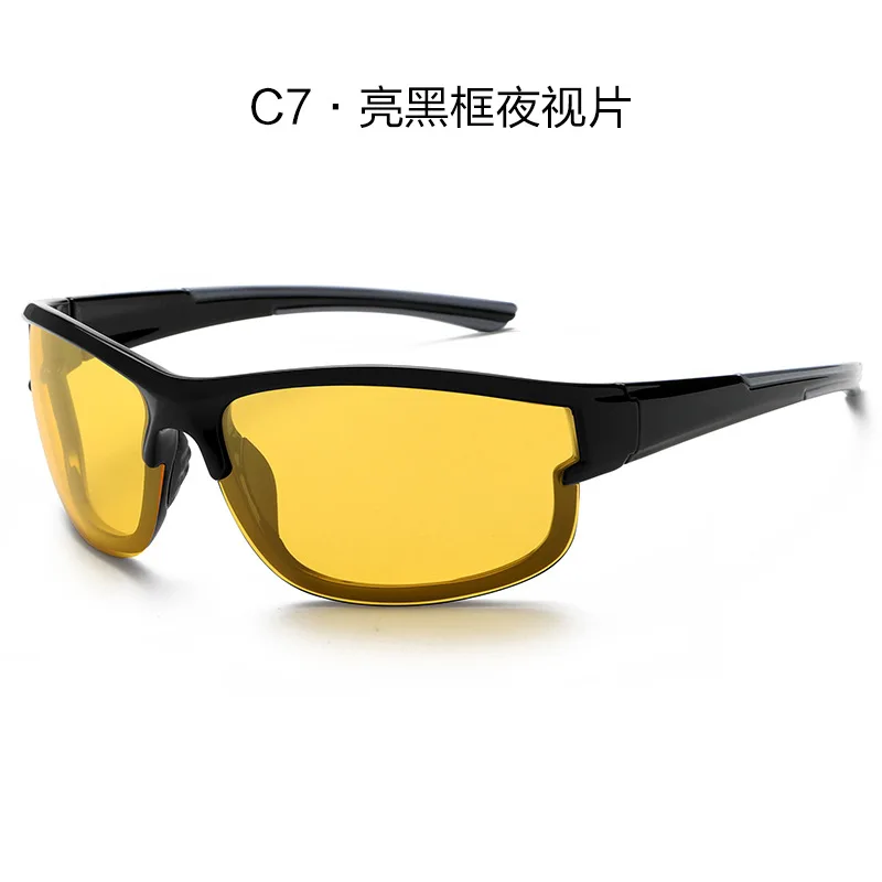 2024 TR90 Sports Sunglasses Men New Polarized White Red Lenses UV400 Night Vision Adult Size PC Frame Wholesale Running Fishing