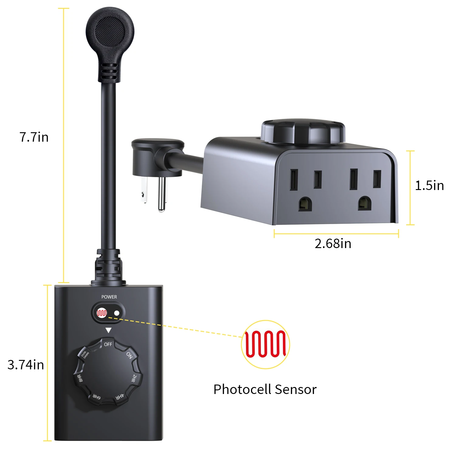 Outdoor Lights Timer Outlet Timer Outdoor with Light Sensor With Remote Control 3 Grounded Outlets