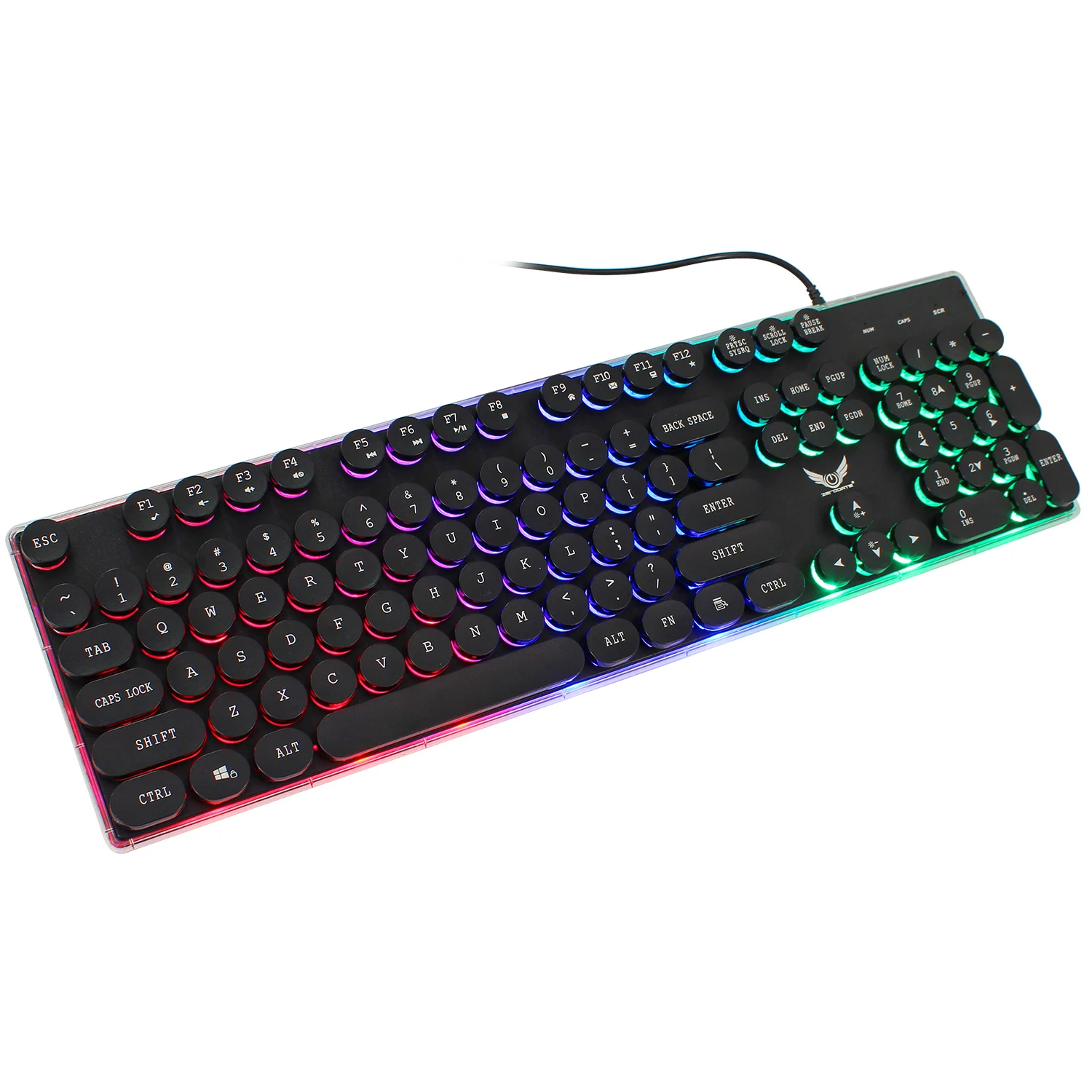 
USB Keyboard Mini Wired RGB LED Backlit Glass Computer Gaming One Hand Keyboard 