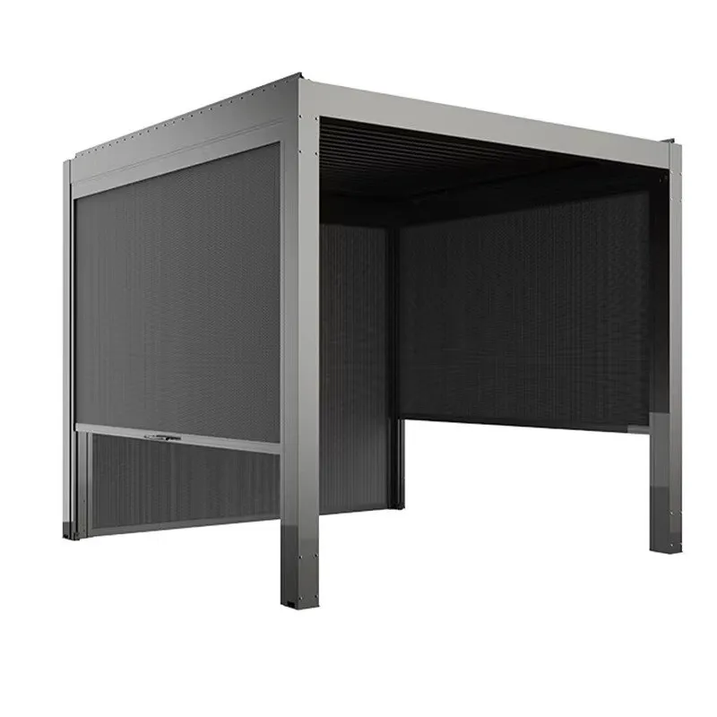 Pull Down Screen Aluminium 3*6m Rectangular Louvered Pergola Gazebo  Aluminum Louvered Outdoor Pergola Sun Shade
