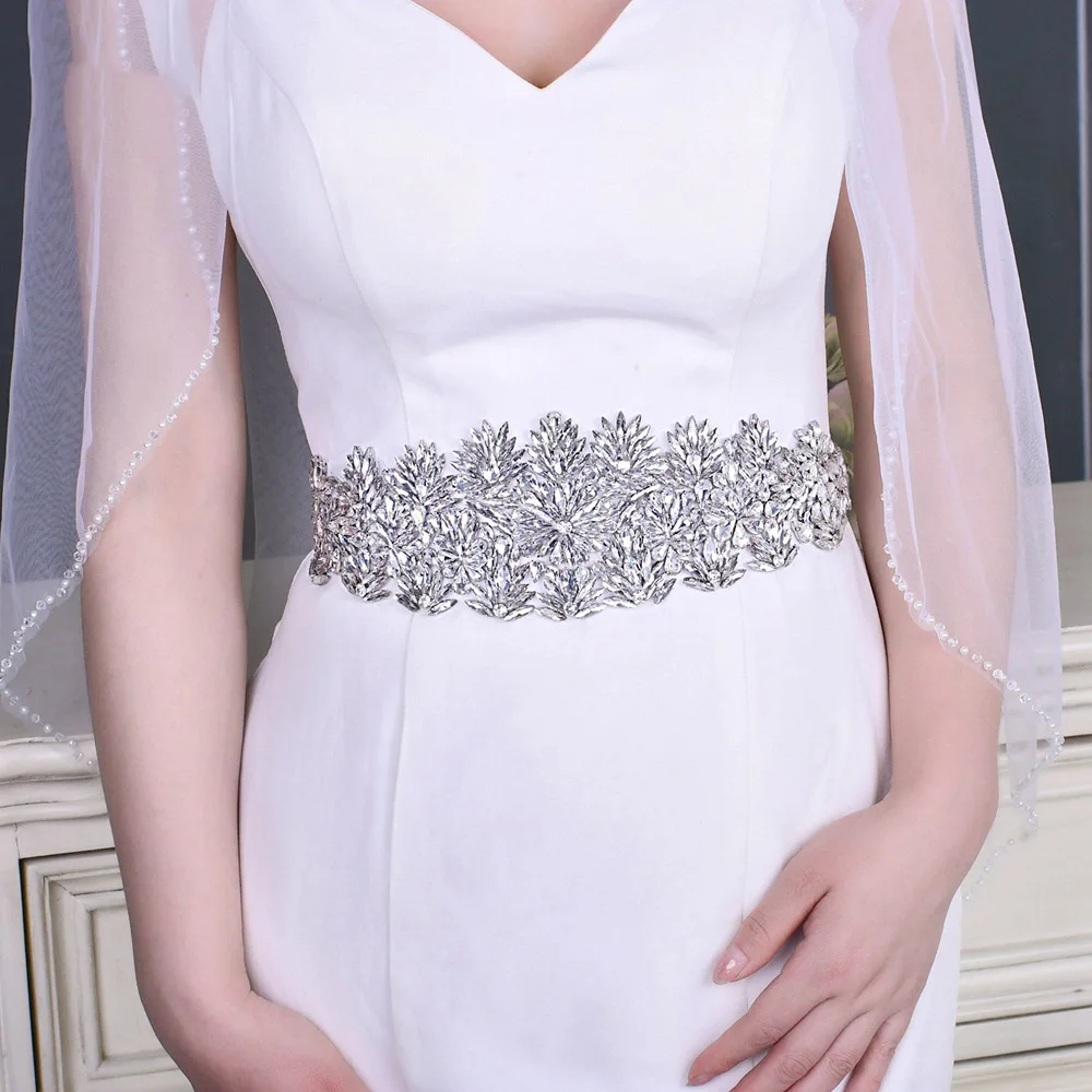 Genya Rose Gold Rhinestones Ladies Prom Evening Dress Accessories Wedding Rhinestone Girdle