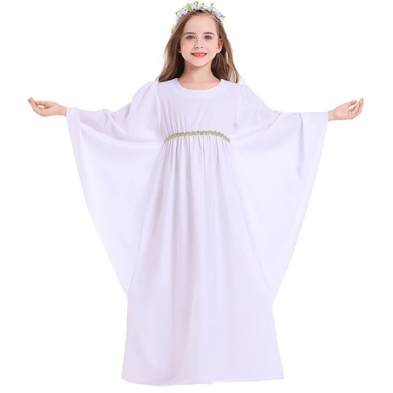 Halloween Angel Costume Girls White Angel Gown Kids Angel Costume for Cosplay