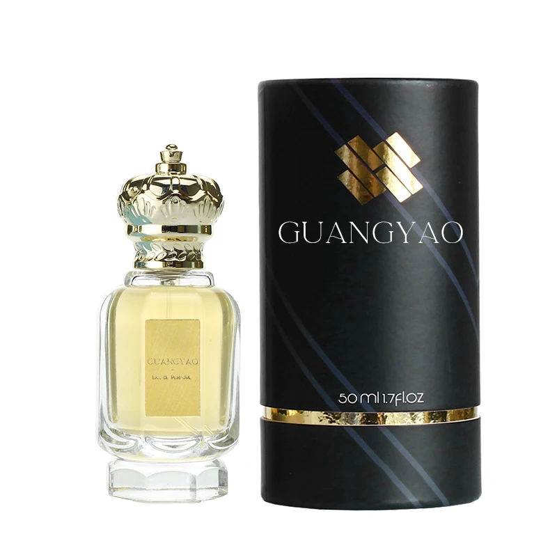 Wholesale Fancy Customized Printing Logo 50ml 100ml Luxury Empty Crown Lid Perfume Crystal Glass Perfume Bottle