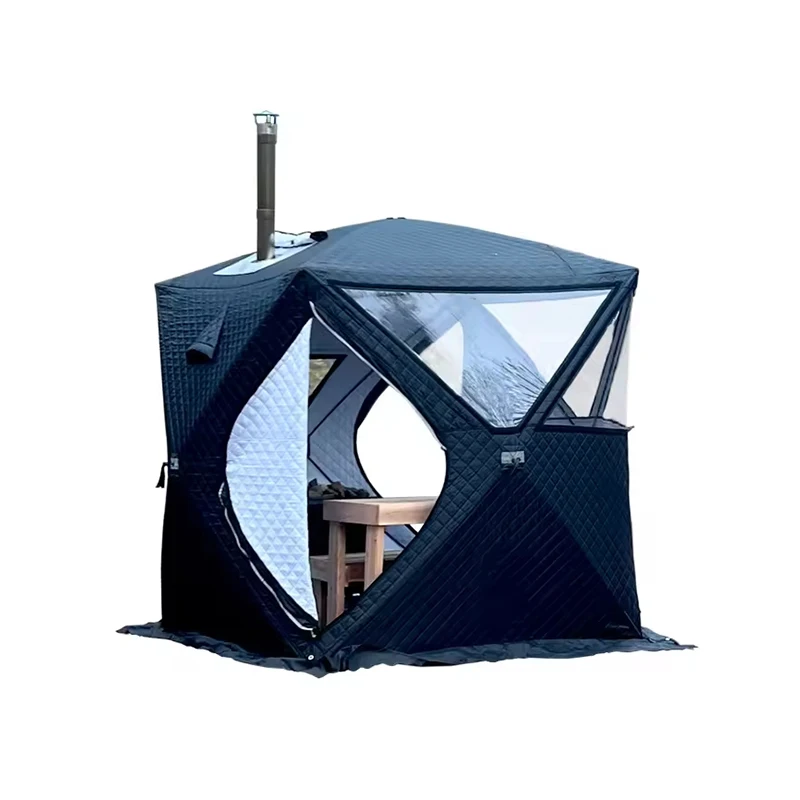 Customizable 3-4person Square Outdoor Sauna Tent Winter Fishing Portable Insulated Camping Automatic Ice Cube Tent