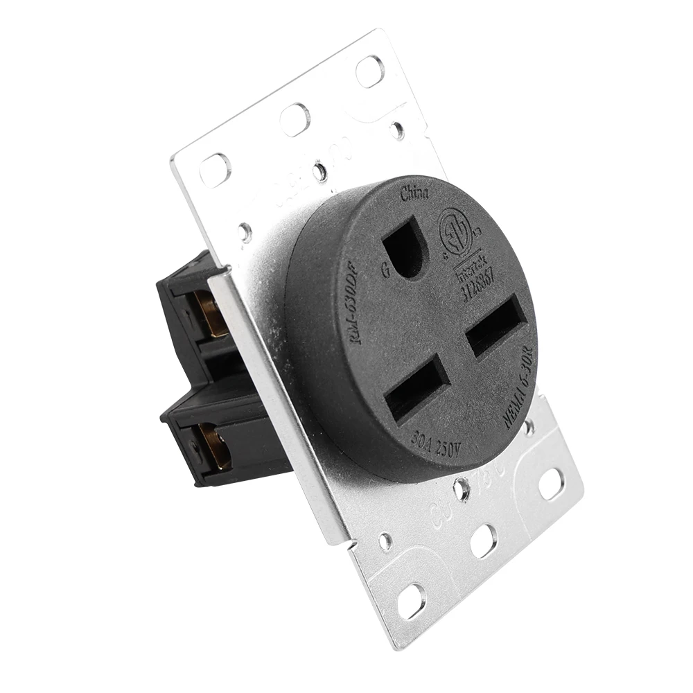 30 Amp 125/250V NEMA 6-30R Power Outlet, Heavy-Duty 30A Receptacle, for Welders, Air Conditioners, Electric Vehicles (EV)