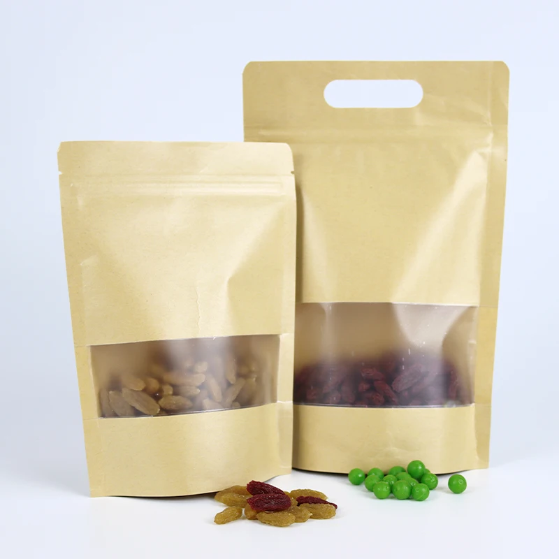 Custom Biodegradable Snack Plastic Packing Zipper Bag Organic Food Stand Up Pouch Bags With Window