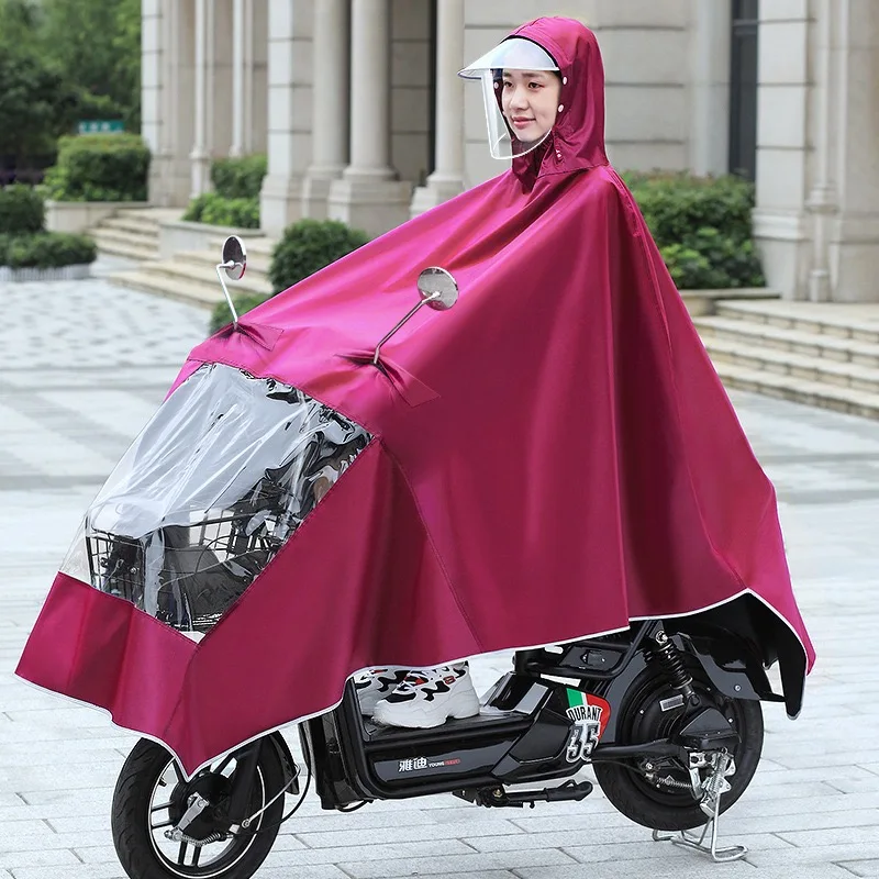 Electric vehicle raincoat thickened double brim adult conjoined riding motorcycle rain poncho scooter wholesale rain gear