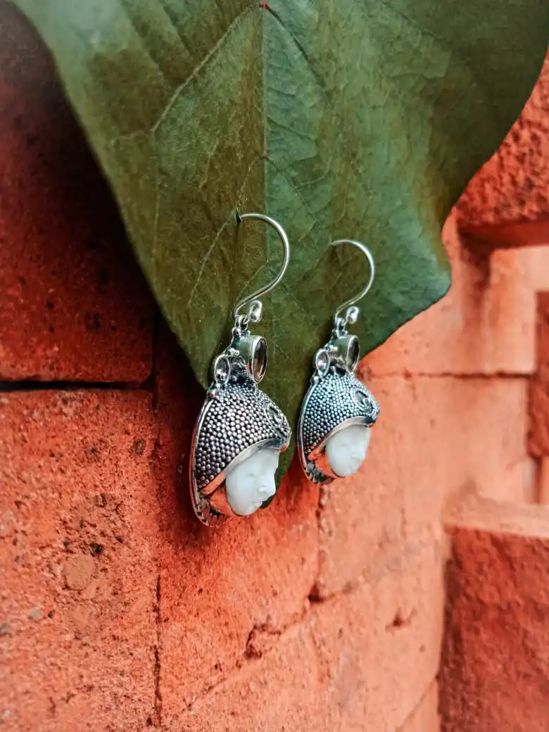 NY-MFER-001-Bone Moonface Women S Romantic Earring Sterling Silver Shape Luxury Earrings Gift