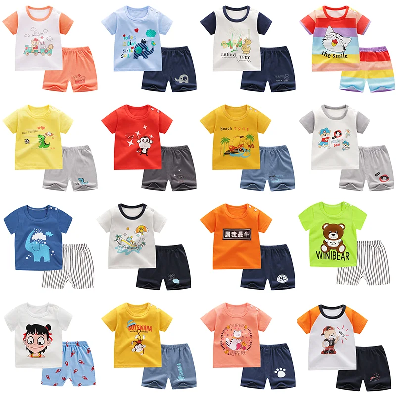 Summer 100% Cotton Kids Boys Clothes T-shirts Shorts 2pcs Baby boys Suit Kid Clothes Set Boys Clothes baby clothing