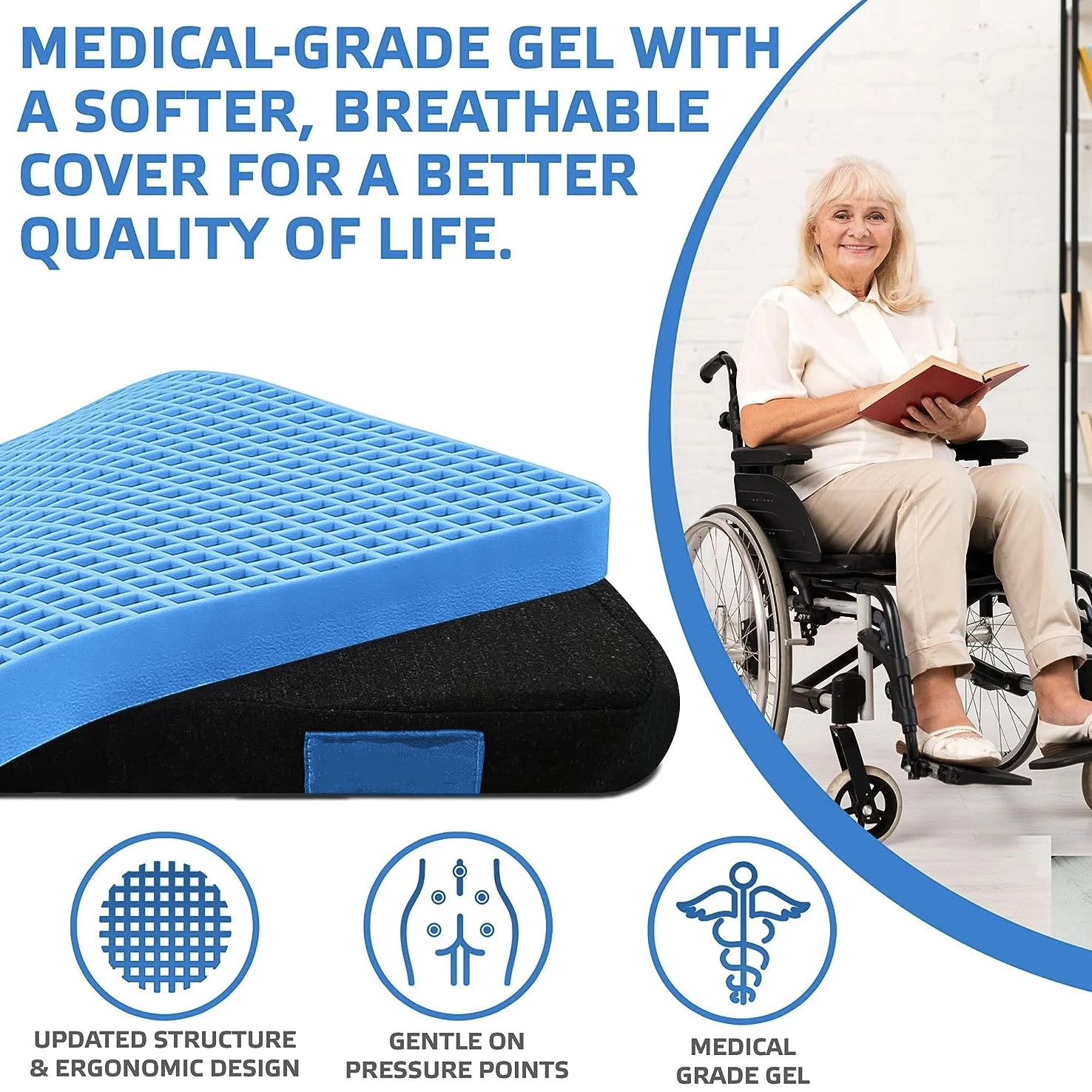 Breathable Coccyx Orthopedic Cooling Gel seat cushion Washable TPE Gel seat cushion