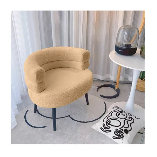 comfortable Pink Nordic Chairs Relaxing Sitting Single Sofa Velvet lamb Living Room Chair