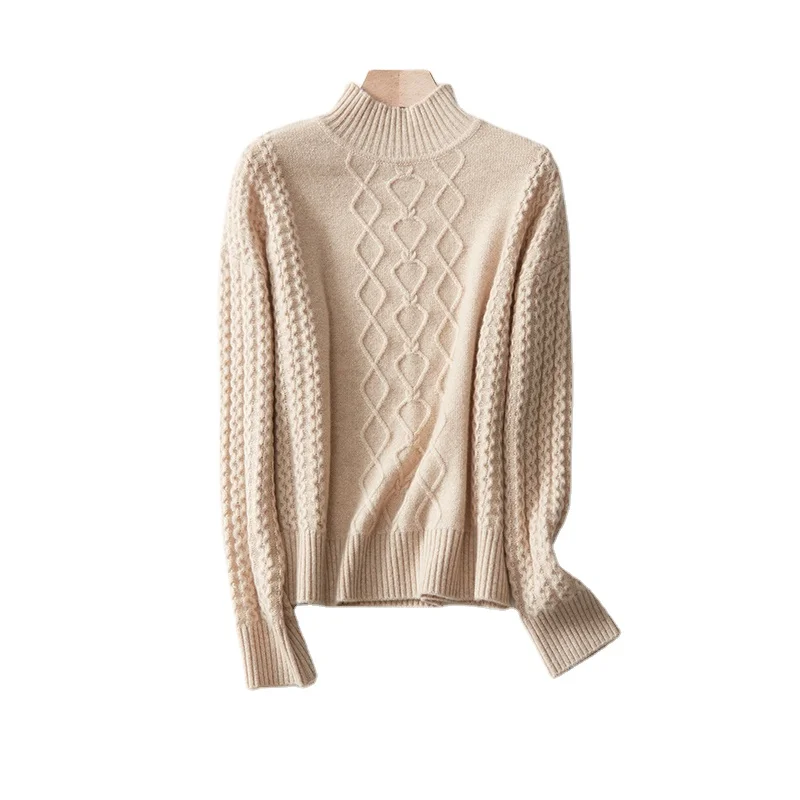 
Hot Sales 30%cashmere 70%wool Cotton Cashmere Sweater Women, O-neck Cashmere Sweaters For Women 