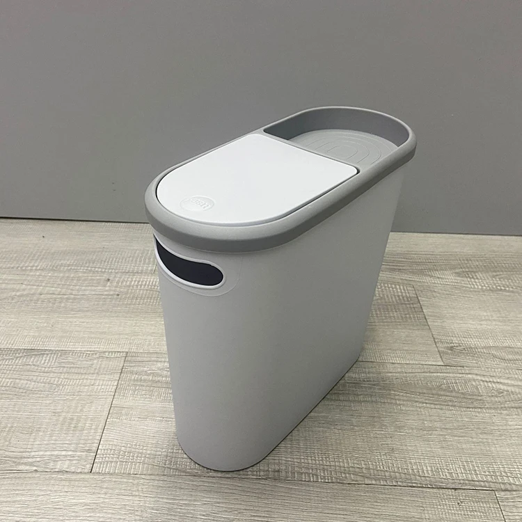 10L Pressing Bathroom Standing Mini Garbage Trash Can Plastic Circular Container with Spiral System Home Waste Bins