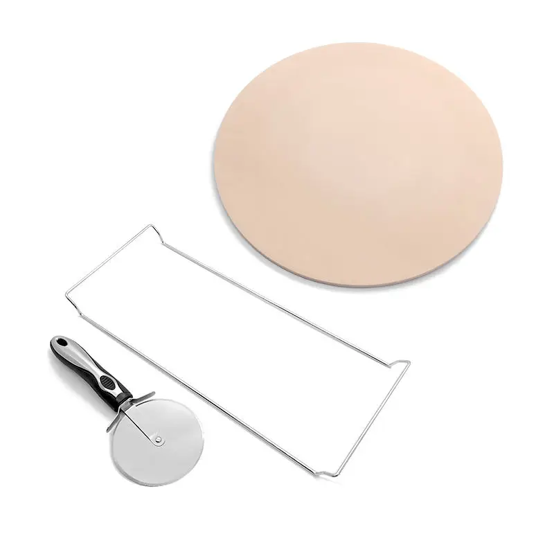 Heavy Duty Round Cordierite Baking Stone Thermal Shock Resistant Cooking Stone for Oven and Grill Pizza Stone Set