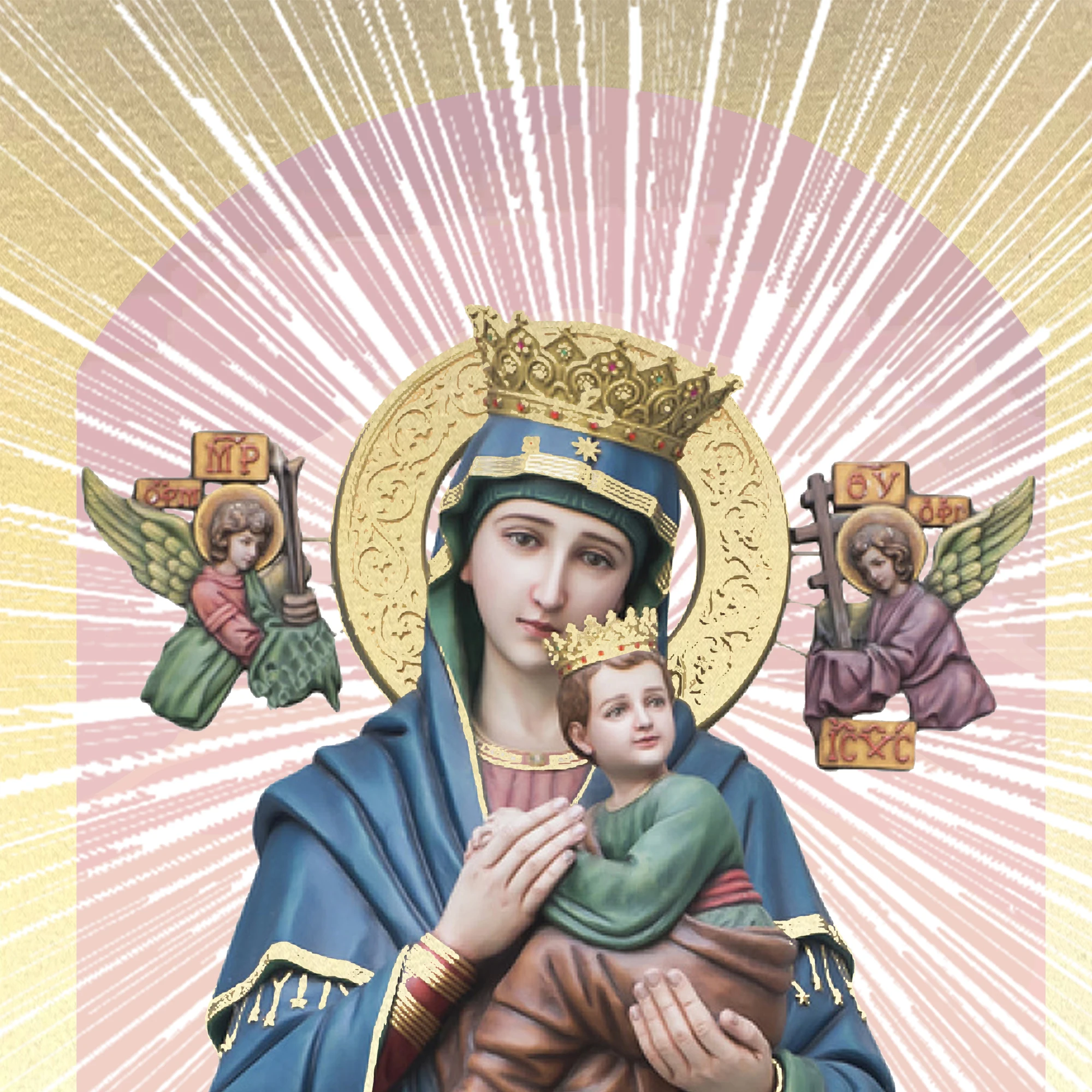 The Virgin Mary Embracing Divine Love and Protection Frame Painting  Canvas Art Religious Wall Art