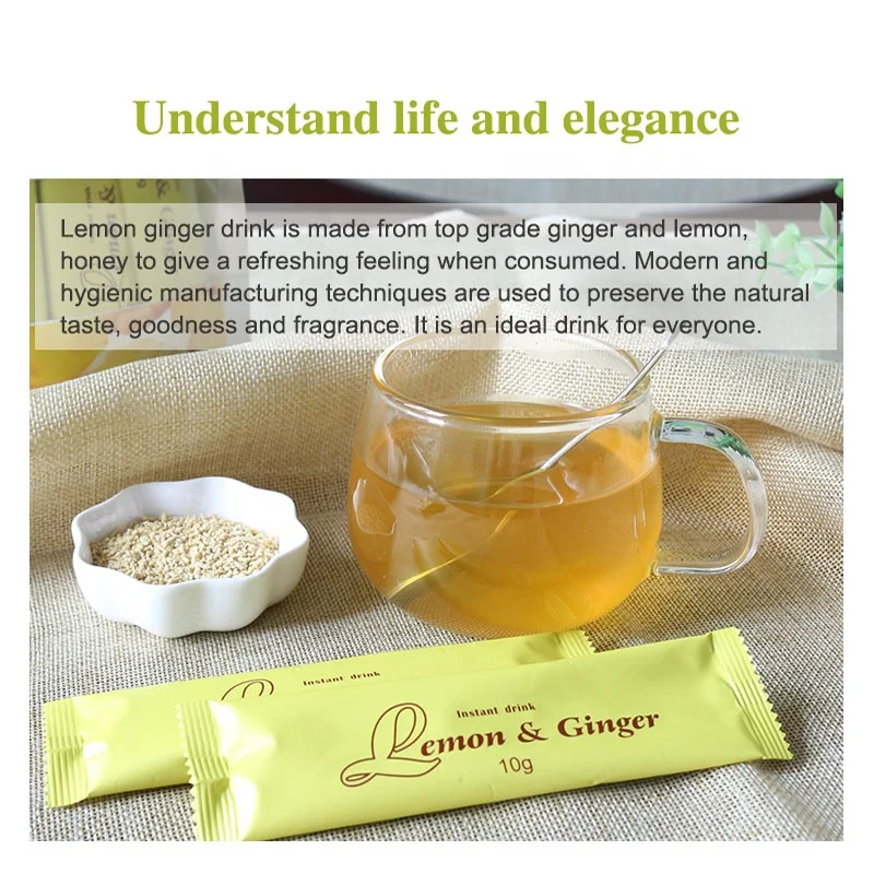 Instant lemon ginger tea herbal Lemon ginger whitening detox tea solid drinks