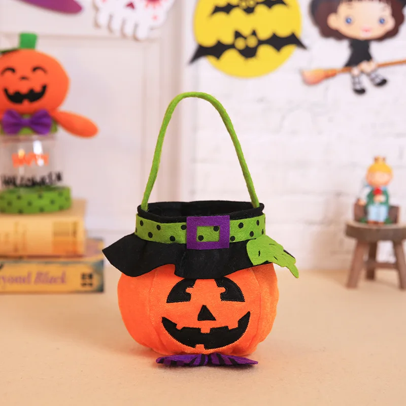 Halloween Loot Party Kids Pumpkin Trick Or Treat Tote Bags Candy Bag Halloween Candy Storage Bucket Portable Gift Basket