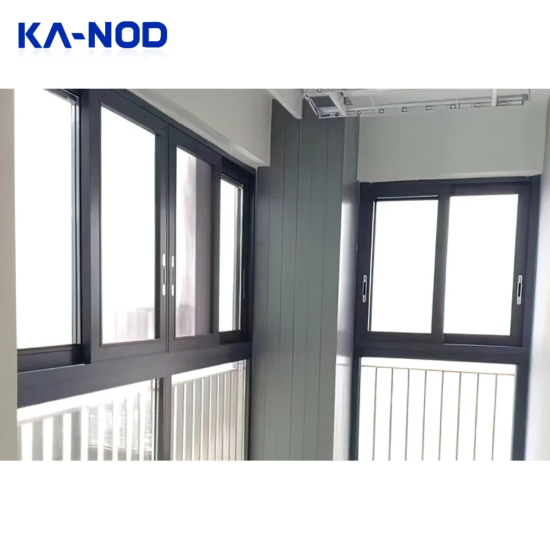 Residential Project Aluminum windows doors thermal break Low E Glass steel window design for sliding window