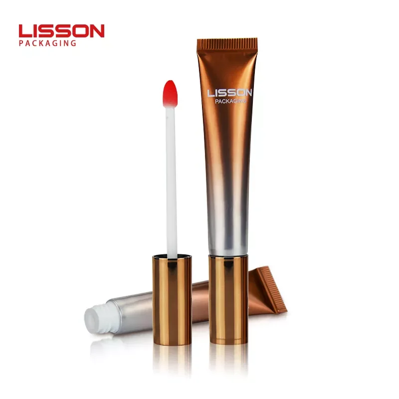 Custom Luxury Cheap Personalized Private Label Lip Crown Lip Gloss Tube with silica gel brush Packaging