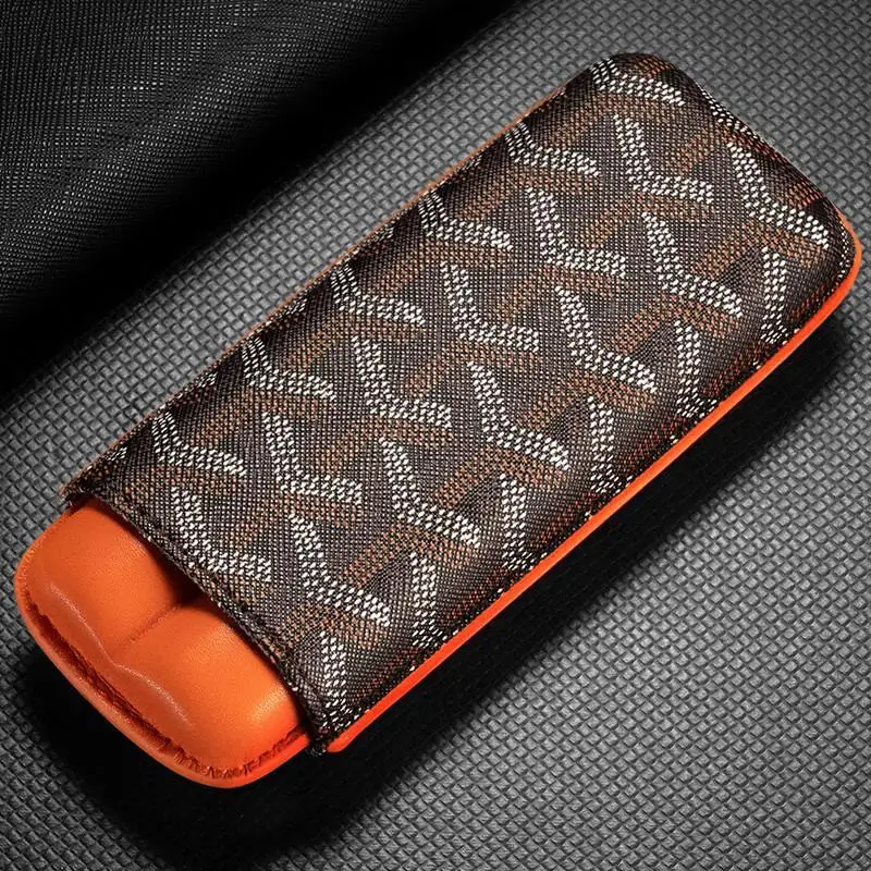 Portable Luxury Leather Cigar Humidor Case Moisturizer Box Cigar Storage Bag With Cigar Cutter Gift