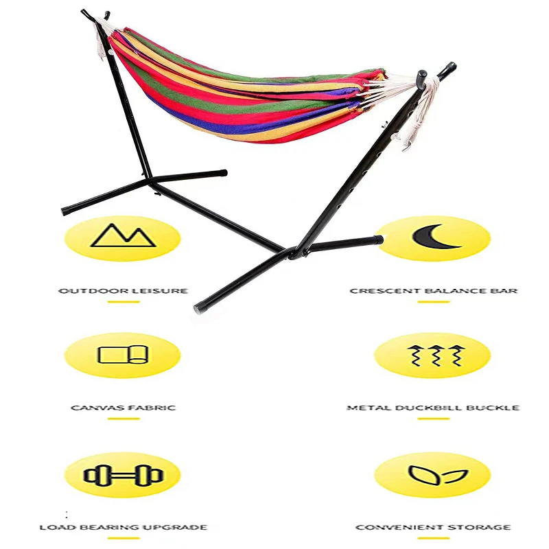 Wholesale  Portable outdoor Hammock Folding Double Hanging Nylon Swing Outdoor Camping Beach Garden Hammocks with stand