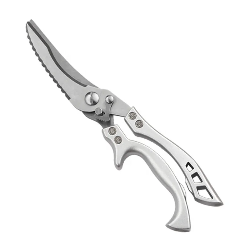 Multi-function heavy duty poultry shears stainless steel aluminum alloy handle kitchen scissors