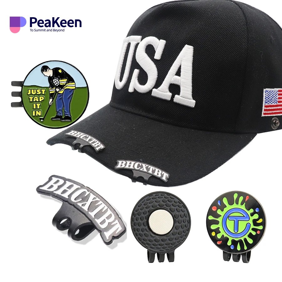 Free Design Logo Custom Strong Magnetic Cap Badge Clip Blank Golf Accessories Custom Golf Brim Hat Clip