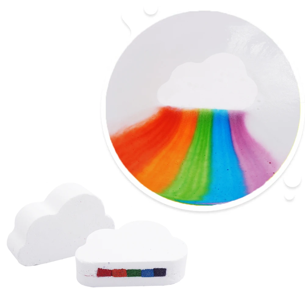 Hot Sell wholesale Luxury Private Label Relax Natural organic Colorful Fizzy Bubble Kid Spa White Rainbow Cloud Bath Bomb