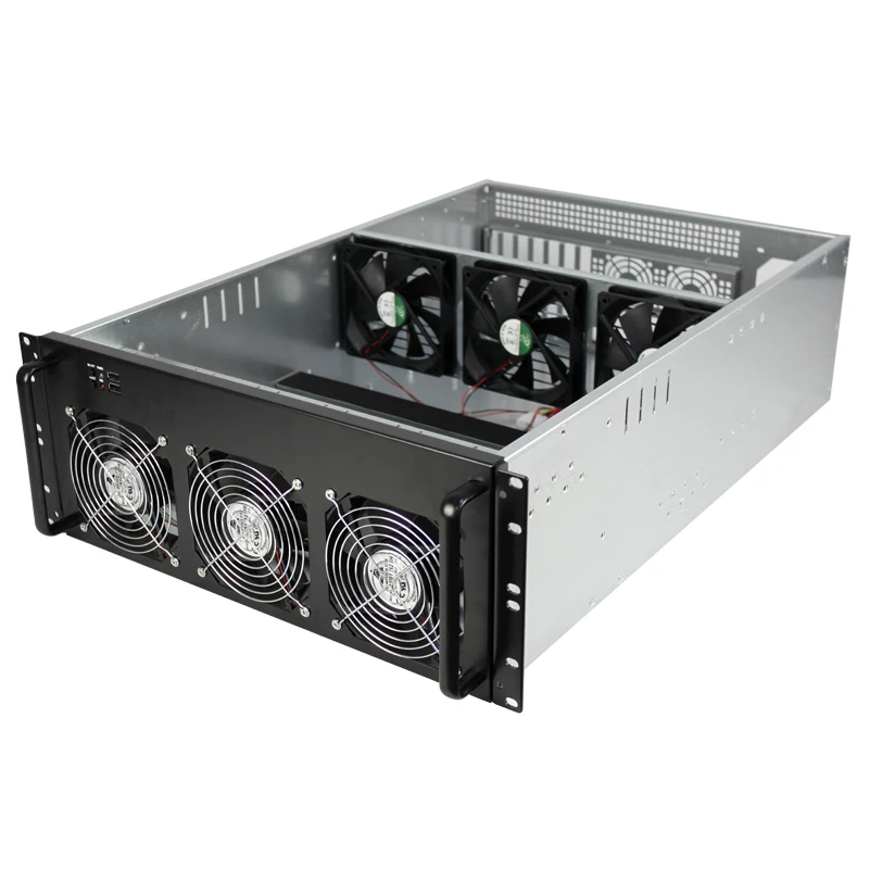  Оптовая цена 4U 8 GPU корпус сервера для майнинга с охлаждающим вентилятором 6gpu добывающая